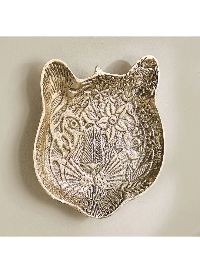 Home Box Viola Aluminium Tiger Face Tray Wall Decor - 30x33x2.5 cm