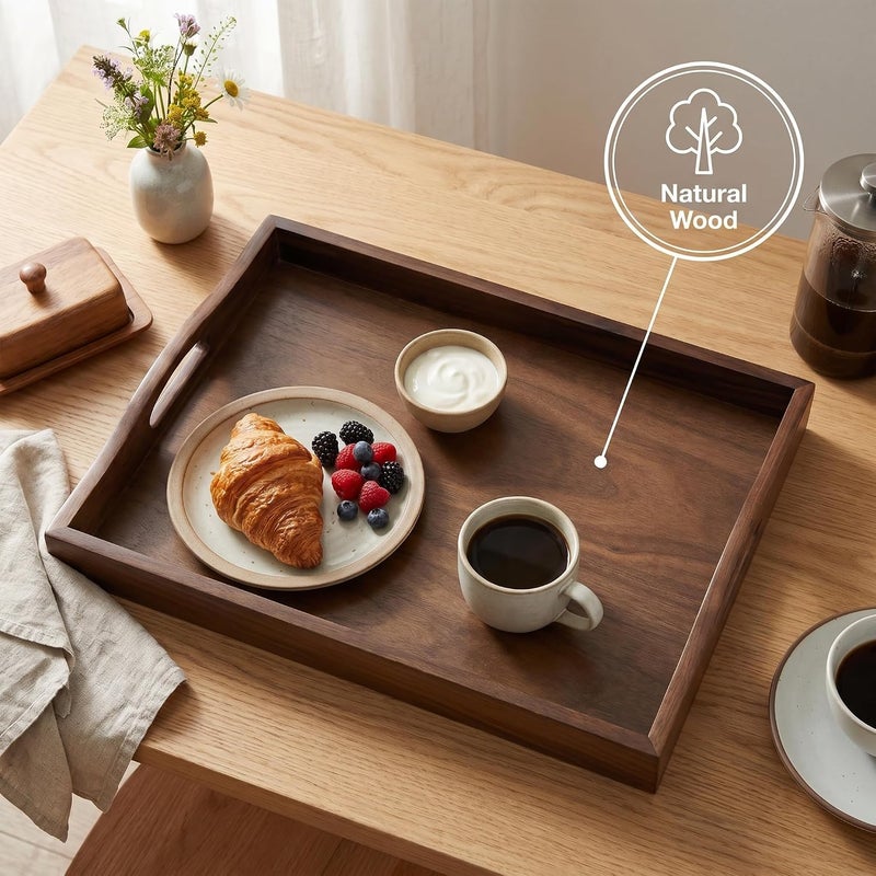 Bamboo Bam & Boo - Walnut Wood Serving Tray with Handles (11.75" x 16") - Image 4