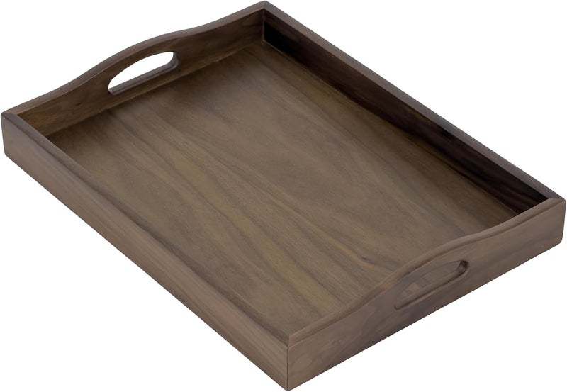 Bamboo Bam & Boo - Walnut Wood Serving Tray with Handles (11.75" x 16") - Image 1