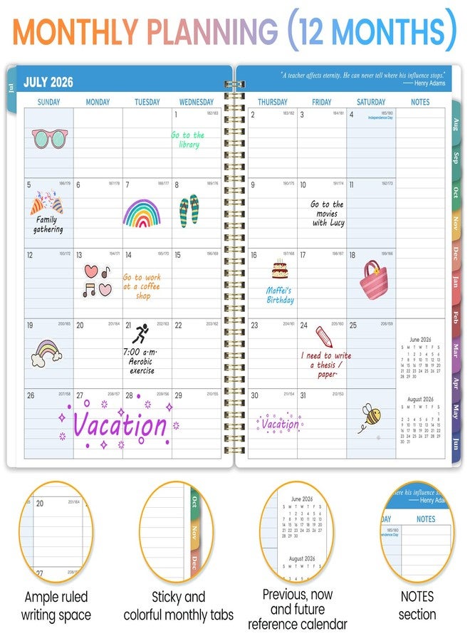 Journaltastic Teacher Planner 2026-2027 - Teacher Lesson Planner 2026-2027, July 2026 - June 2027, 8.5" x 11", Weekly & Monthly Lesson Plan Book for Teacher, Academic Planner with Colorful tabs, Inner Stickers - Image 3
