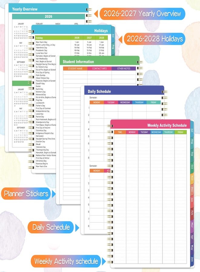 Journaltastic Teacher Planner 2026-2027 - Teacher Lesson Planner 2026-2027, July 2026 - June 2027, 8.5" x 11", Weekly & Monthly Lesson Plan Book for Teacher, Academic Planner with Colorful tabs, Inner Stickers - Image 5