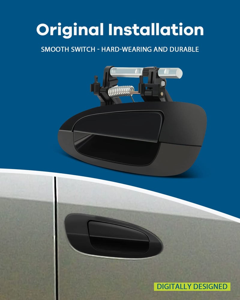 LUJUNTEC Exterior Door Handles, Front Rear Driver Left Passenger Right Side, Black Plastic, 4pcs, Replaces 806078J009, NI1310123, 2002-2006 Nissan Altima - Image 3