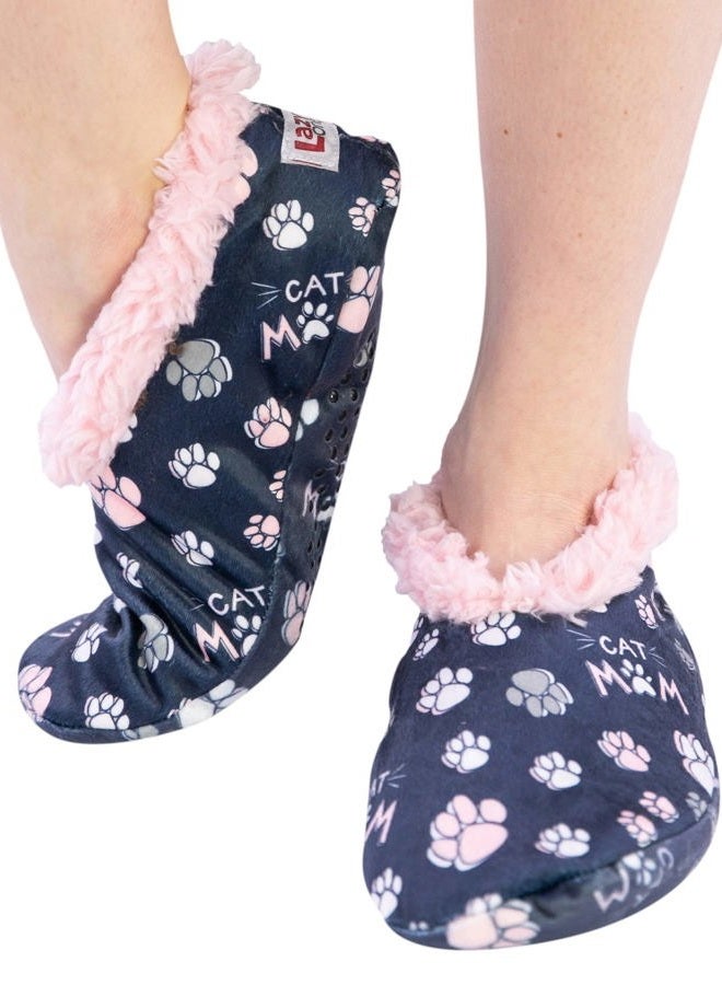 Lazy One Fuzzy Feet Slipper Socks for Women, Cute Fleece-Lined House Slippers, Cute Animal Designs (Cat Mom, S/M) - Image 2