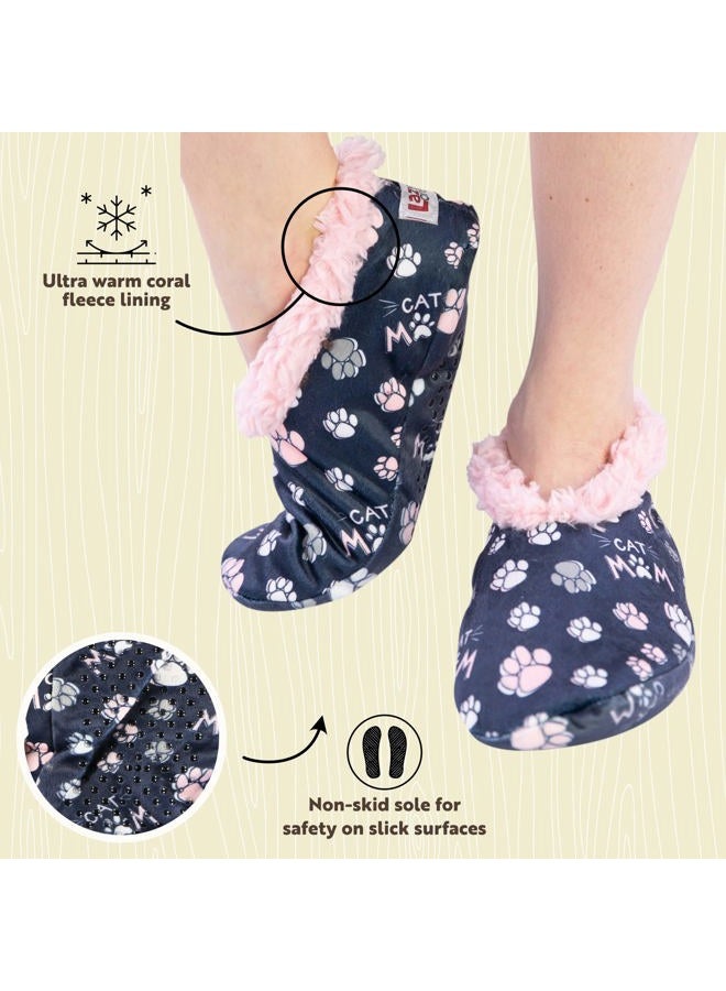Lazy One Fuzzy Feet Slipper Socks for Women, Cute Fleece-Lined House Slippers, Cute Animal Designs (Cat Mom, S/M) - Image 5