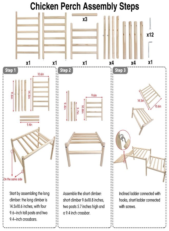 هامليدي مجثم دجاج مائل من هاميليدي لحظيرة الدجاج - مجثم قابل للتسلق بتصميم ملعب، يشجع على ممارسة التمارين الطبيعية ونشاط التسلق الصحي للدجاج (سهل التركيب) - Image 4