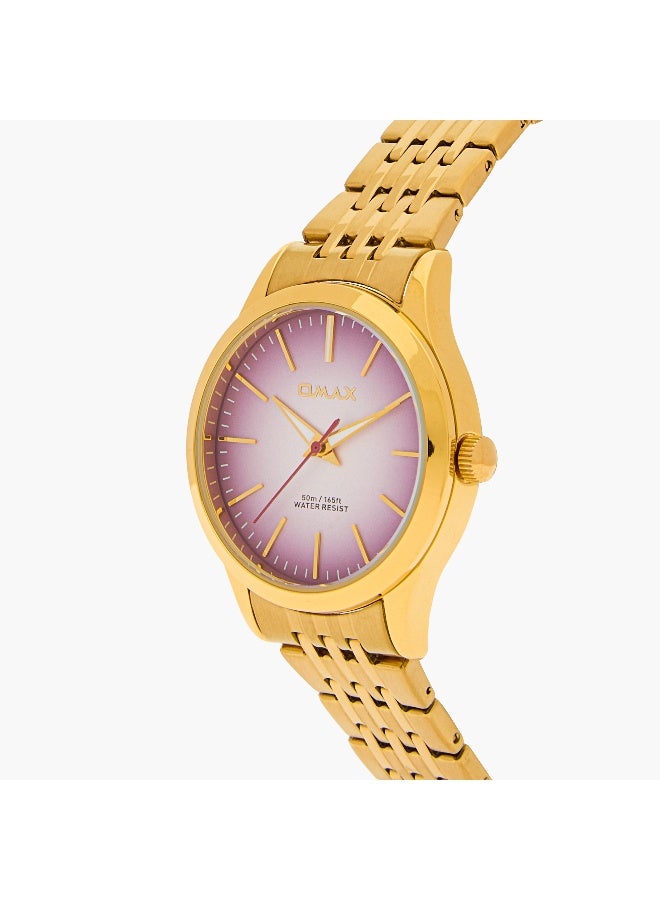 OMAX ساعة يد أنالوج ذهبية للنساء - Image 5