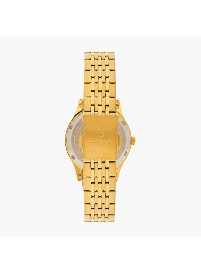 OMAX ساعة يد أنالوج ذهبية للنساء - Image 3