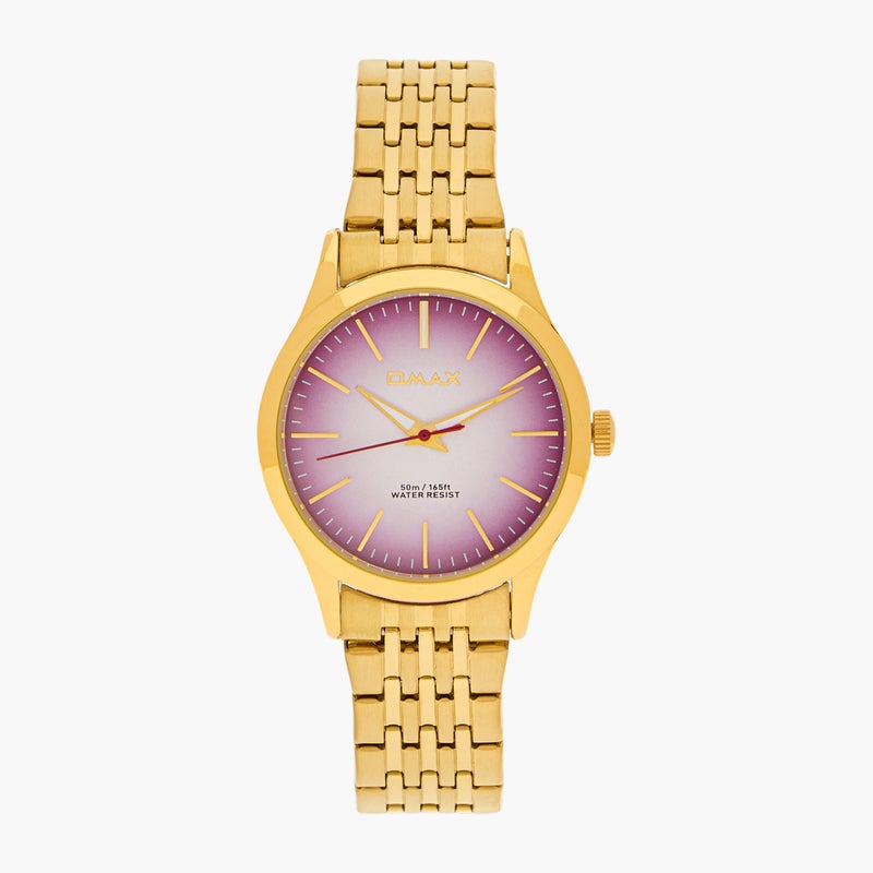 OMAX ساعة يد أنالوج ذهبية للنساء - Image 1