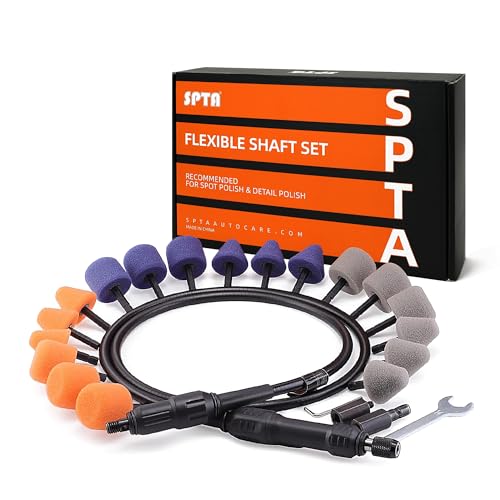 SPTA Mini Polishing Ball SPTA Flexible Shaft Set With 18Pcs Conical and Cylindrical Drums Used On Mini Car Polisher for Car Wheel Detailing Tight Areas and Small Spaces Polishing Buffing PT101 - Image 1