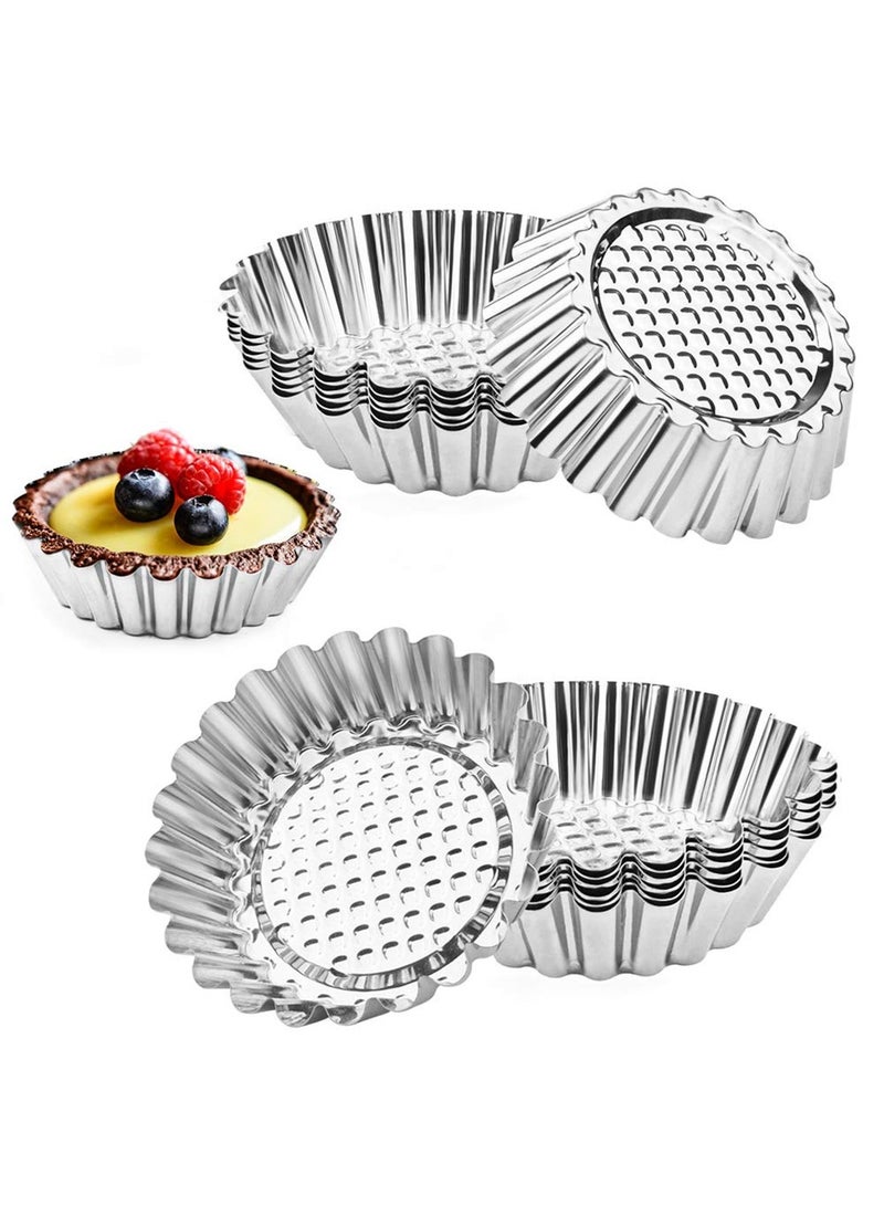 Mmmon 10 Packs Stainless Steel Mini Pie Tartlet Cupcake Cake Muffin Mold Tin Pan Baking Tool - Image 1