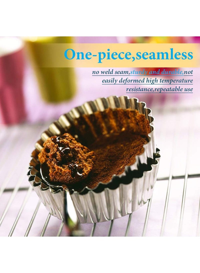 Mmmon 10 Packs Stainless Steel Mini Pie Tartlet Cupcake Cake Muffin Mold Tin Pan Baking Tool - Image 4