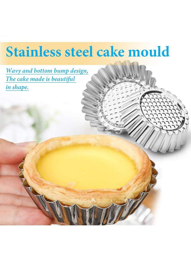 Mmmon 10 Packs Stainless Steel Mini Pie Tartlet Cupcake Cake Muffin Mold Tin Pan Baking Tool - Image 3