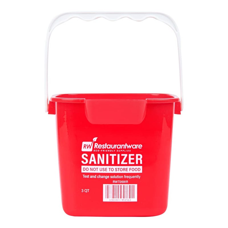 Restaurantware RW Clean 3 Quart Cleaning Bucket 1 Detergent Square Bucket - With Measurements Built-In Spout And Handle Red Plastic Utility Bucket For Home Or Commercial Use - Image 2