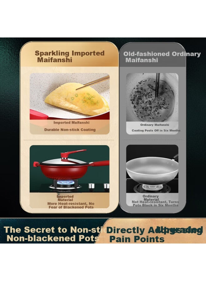 Ssn Non-stick Stone Coated Frying Pan Flat Bottom Pan For Home Use, Suitable For Induction Cooker And Gas Stove