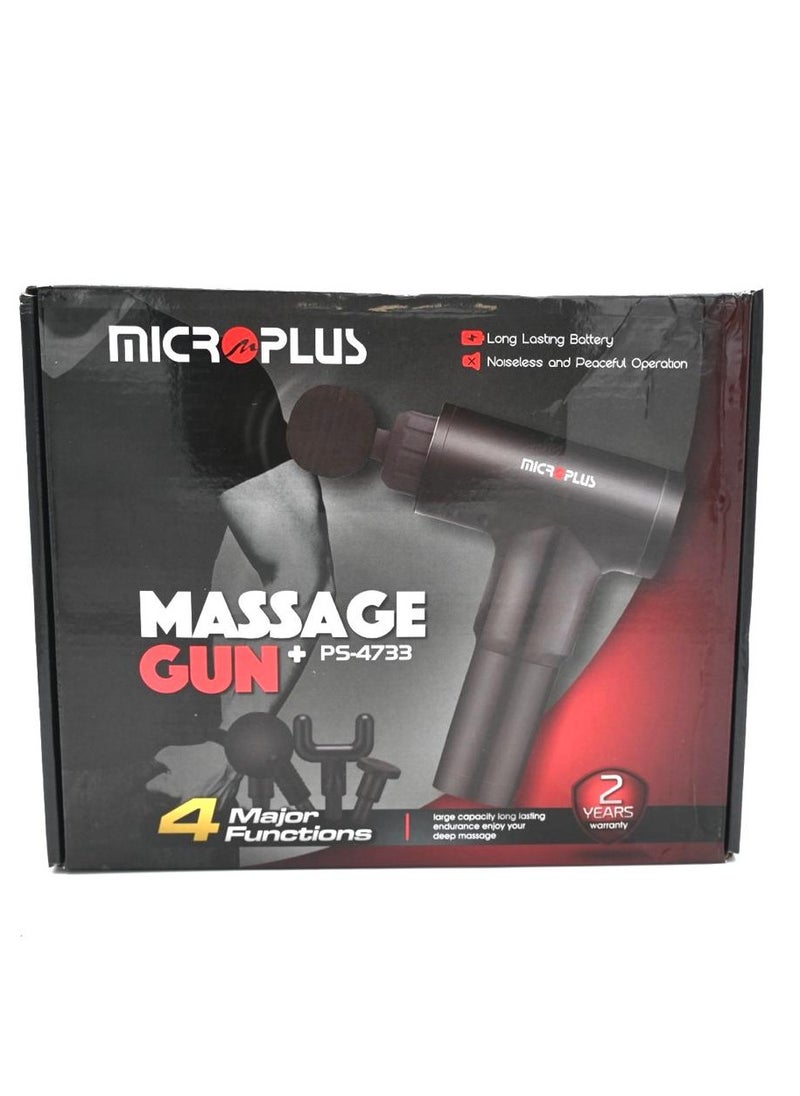 Microplus - Rechargeable Deep Tissue Massage Gun | Muscle Massage Gun Deep Tissue Massager High-Intensity Training Exercising Body Relaxation Slimming Shaping Pain Relief| with 4 Attachments Black MP-4733 - Image 1
