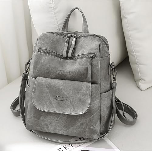 WYFJNX PU Leather Backpack Purse for Women Fashion Multipurpose Design Handbag Ladies Shoulder Bags Travel Backpack Grey - Image 4