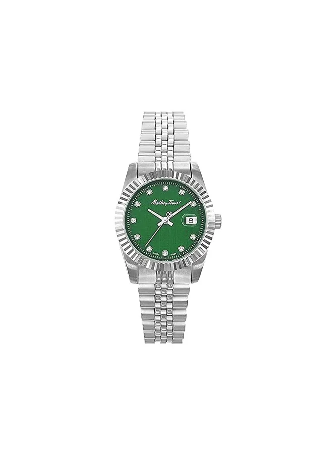 ماثي-تيسوت Mathy III Analog Green Dial Women Watch Silver Strap - D810AV