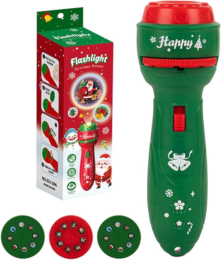 مشروع مصباح يدوي أخضر للأطفال مع 24 نمط شجرة عيد الميلاد وإسقاط الصور - Image 2