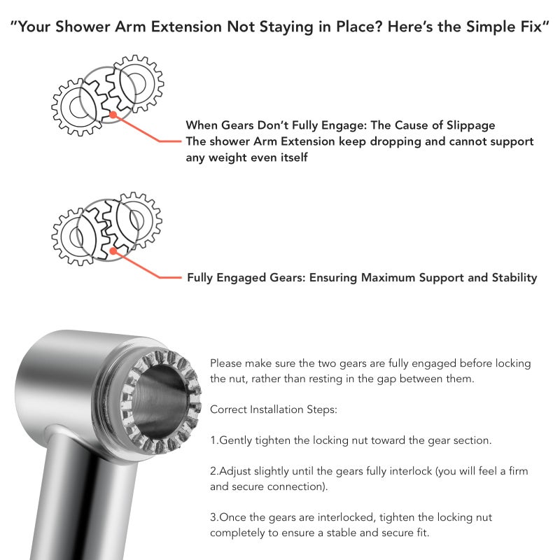 Singing Rain 11 Inch Adjustable Shower Head Extension Arm With Locking Set Screw  Singing Rain Brass Matt Black Angle Height Adjustable  Easy To Install  G1/2 Universal Connector Compatible (Matt Black) - Image 4