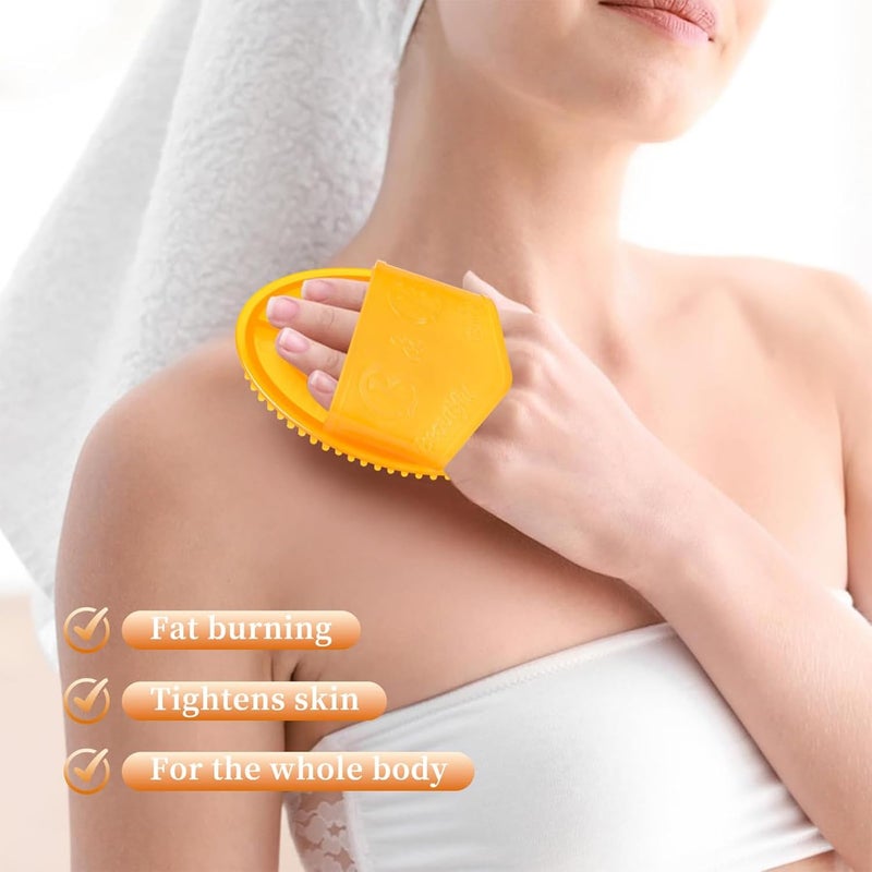 squishy 2Pcs Meridian Brush For Massage, Full Body Massage Brush, Meridian Brush Natural Bristle Dual Set With Long Handle And Storage Cord (yellow) - Image 5