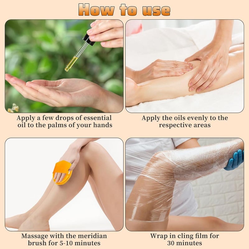 squishy 2Pcs Meridian Brush For Massage, Full Body Massage Brush, Meridian Brush Natural Bristle Dual Set With Long Handle And Storage Cord (yellow) - Image 4