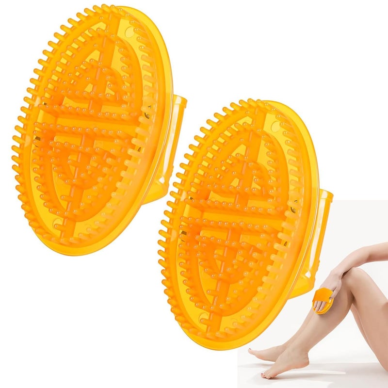 squishy 2Pcs Meridian Brush For Massage, Full Body Massage Brush, Meridian Brush Natural Bristle Dual Set With Long Handle And Storage Cord (yellow) - Image 1