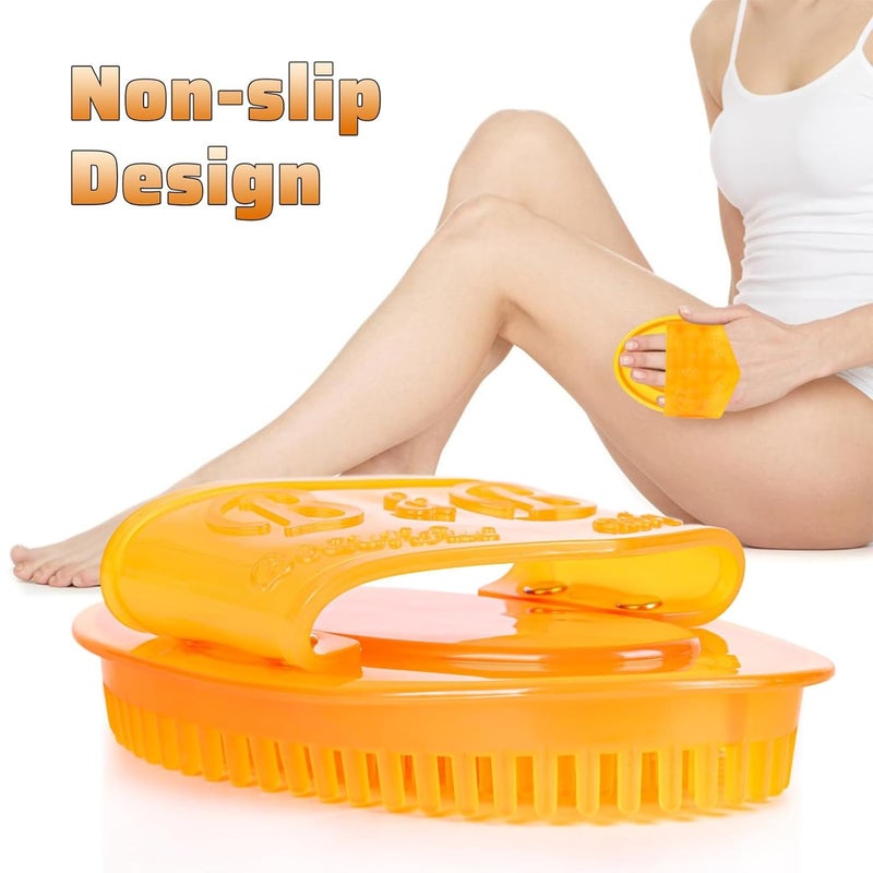 squishy 2Pcs Meridian Brush For Massage, Full Body Massage Brush, Meridian Brush Natural Bristle Dual Set With Long Handle And Storage Cord (yellow) - Image 2