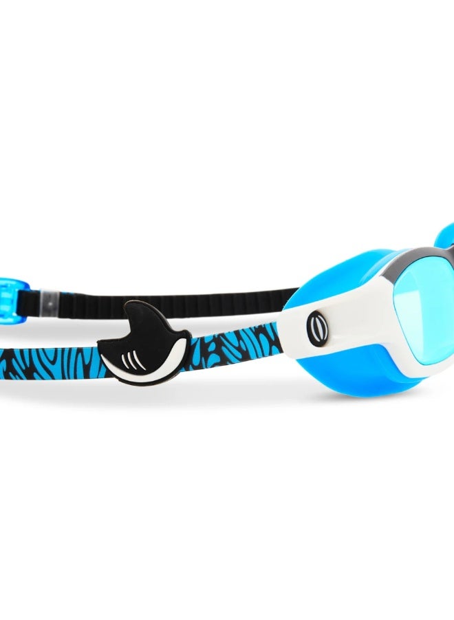 Bling2O Phantom Surfer Shark Boy Kids' Swim Goggles  Short Fin Design, Uv Protection, Anti-Fog, Latex-Free Silicone, Adjustable Fit For Ages 6+, Includes Hard Case & Nose Pieces - Image 5