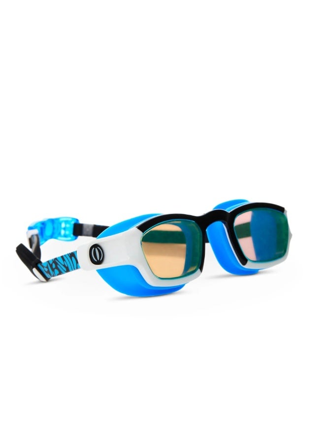 Bling2O Phantom Surfer Shark Boy Kids' Swim Goggles  Short Fin Design, Uv Protection, Anti-Fog, Latex-Free Silicone, Adjustable Fit For Ages 6+, Includes Hard Case & Nose Pieces - Image 2