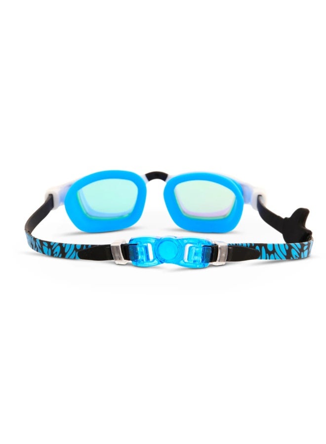 Bling2O Phantom Surfer Shark Boy Kids' Swim Goggles  Short Fin Design, Uv Protection, Anti-Fog, Latex-Free Silicone, Adjustable Fit For Ages 6+, Includes Hard Case & Nose Pieces - Image 4