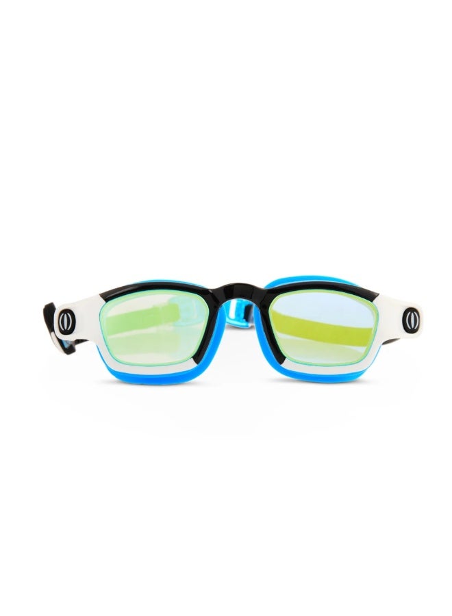 Bling2O Phantom Surfer Shark Boy Kids' Swim Goggles  Short Fin Design, Uv Protection, Anti-Fog, Latex-Free Silicone, Adjustable Fit For Ages 6+, Includes Hard Case & Nose Pieces - Image 1