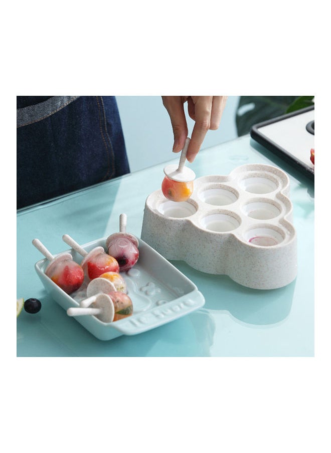 Generic - 6 Grids Ice Cream Mold Wheat Straw Diy Fruit Ice Cube Maker Mould Kitchen Accessories beige 18*18*18cm - Image 1