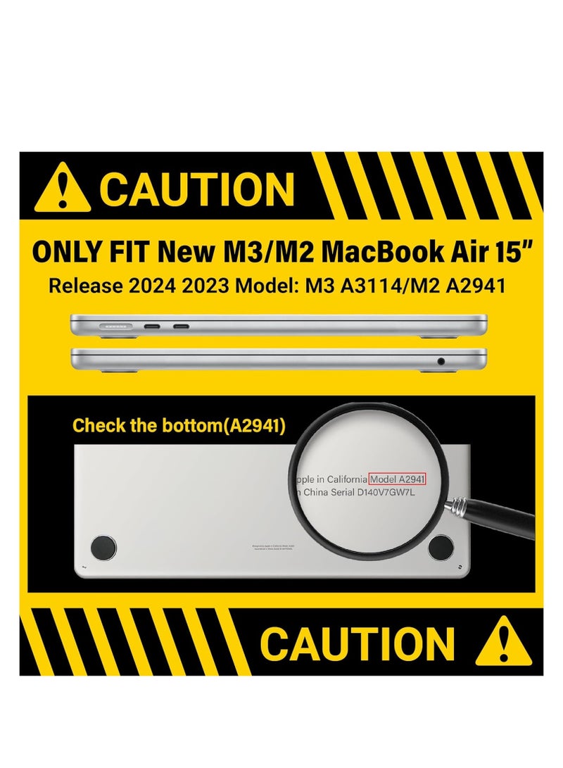 3 in 1 Hard Case Compatible with MacBook Air 15 inch 2025 Release A3241 M4 Chip/2024 Release A3114 M3 Chip/2023 Release A2941 M2 Chip, Sparkly Glitter Plastic Hard Shell Case + Keyboard Cover + Screen Protector - Image 5