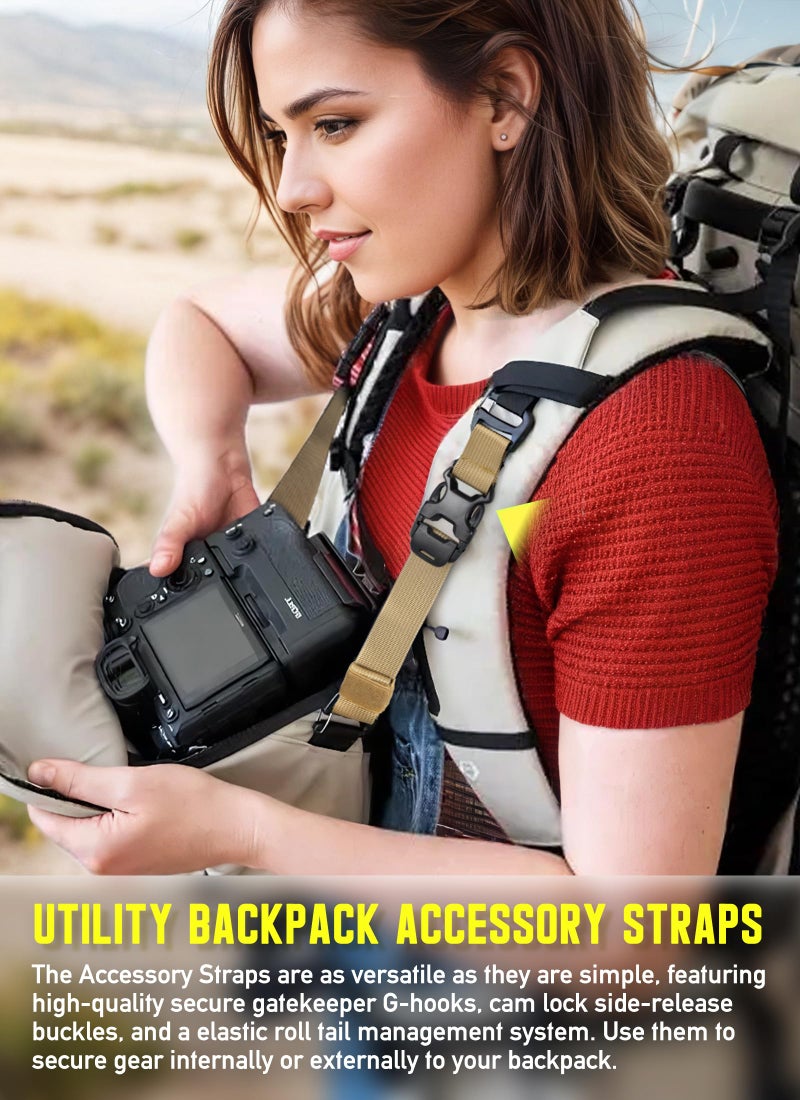 Pitozer Molle Backpack Straps Tactical Rush Tier System Molle Attachment for Tactical Military Backpack Plate Carrier Gear Accessories Compression Fastening Strap Pack Attachment Strap with Buckle - Image 3