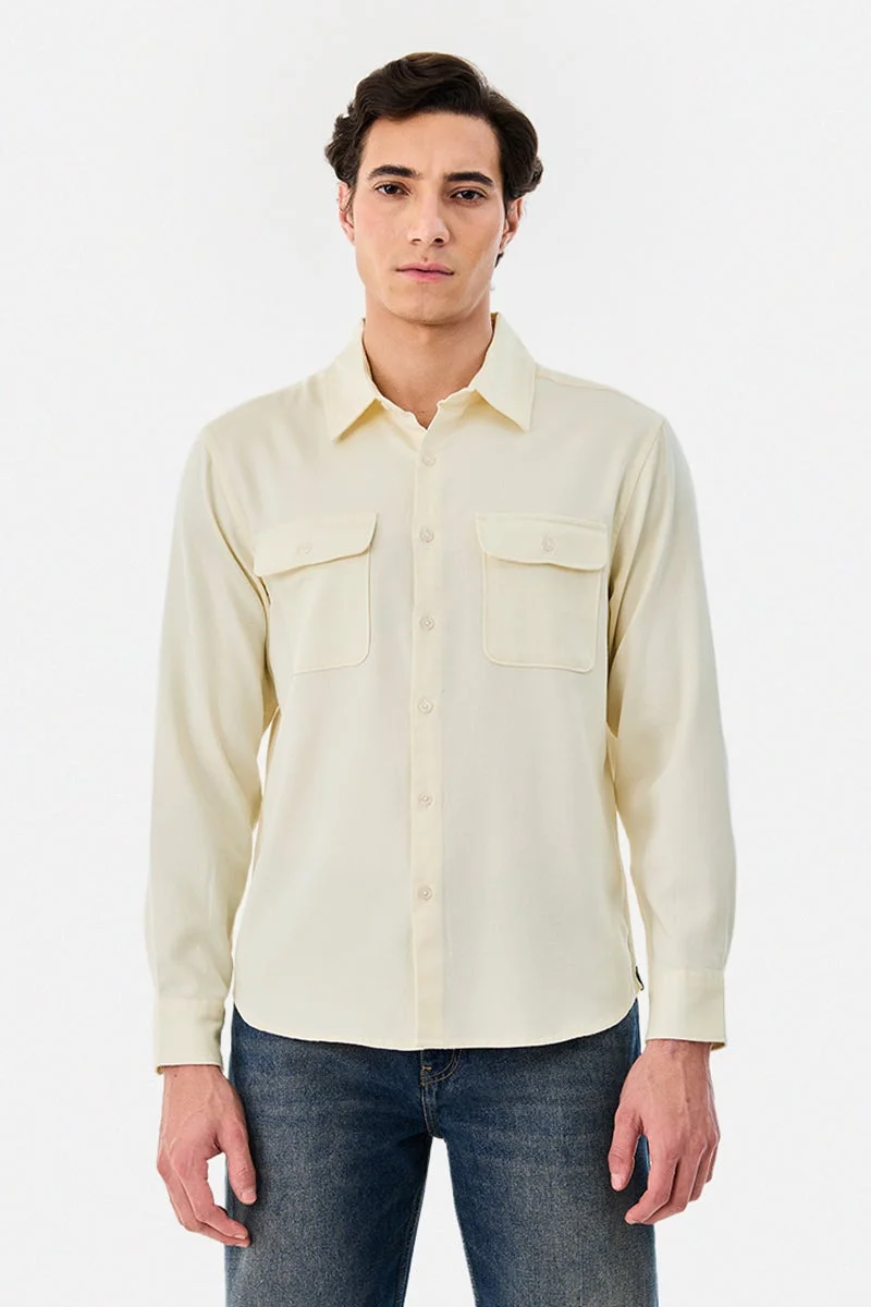 SNITCH Linen Blend Regular Fit Double Pocket Shirt