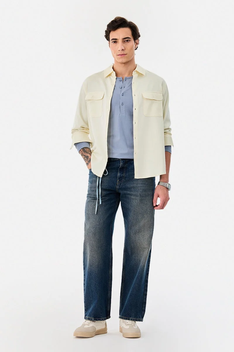 SNITCH Linen Blend Regular Fit Double Pocket Shirt