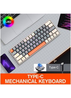 T-WOLF 63 Keys Wired Mechanical Gaming Keyboard Rgb Backlit Ultra Compact Mini Keyboard Waterproof Mini Compact 63 Keys Keyboard For PC Mac Gamer Typist Travel Easy Grey-White  - Image 2