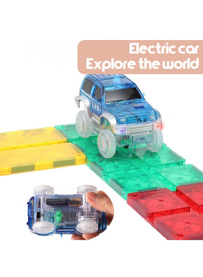 ZERIFAM Magnetic Building Blocks, 97 Piece Magnetic Tiles Race Car Track Set, 3D DIY Educational Toy, STEM Creative Learning Construction Kit, Magnetic Car Toys Gift for  Kids Age 3+ - Image 4