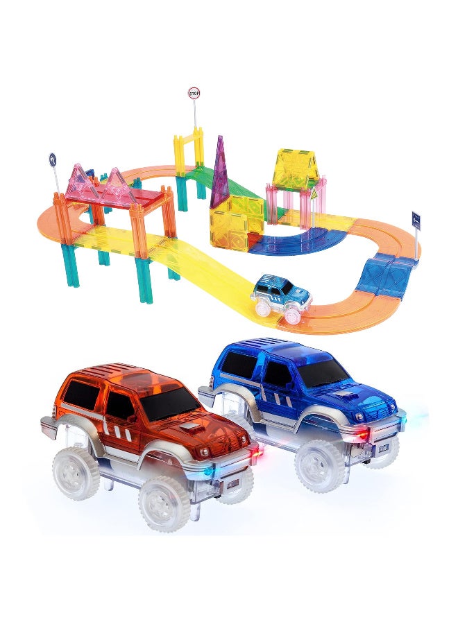 ZERIFAM Magnetic Building Blocks, 97 Piece Magnetic Tiles Race Car Track Set, 3D DIY Educational Toy, STEM Creative Learning Construction Kit, Magnetic Car Toys Gift for  Kids Age 3+ - Image 1