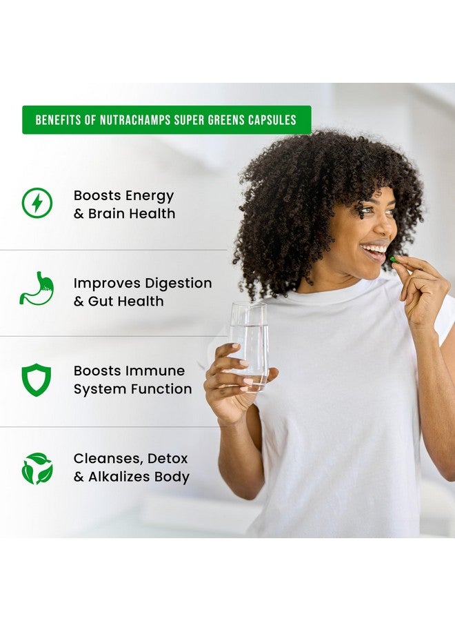 NutraChamps NutraChamps Organic Super Greens Capsules - Alfalfa, Spirulina, Chlorella & More - Antioxidant, Digestive Enzyme & Probiotic Blends - 150 Green Superfood Capsules - Image 5