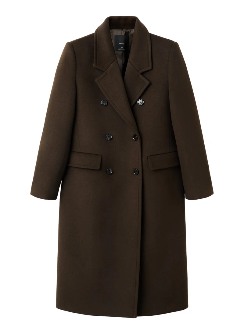 مانجو معطف صوف مزدوج الصدر