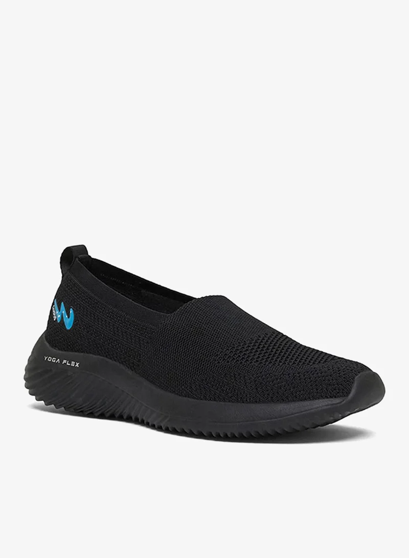 Campus Women Board Memory Foam Slip-On Walking Shoes-Black