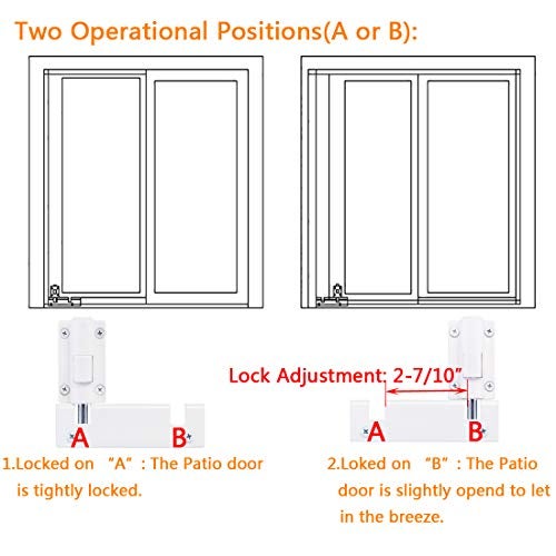 HauSun Patio Sliding Door Security Foot Lock Kick Lock, Fits on Top Rail-Childproof patio Door guardian-or Bottom Rail-Foot Operated-Keep Your Family Safe and Secure(1 Pack,White) - Image 2