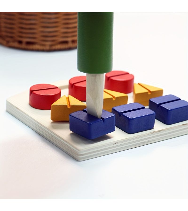 Jim Screwdriver Wooden Nut Combination Puzzle For Children Hands On Shape Matching Toy - Image 1