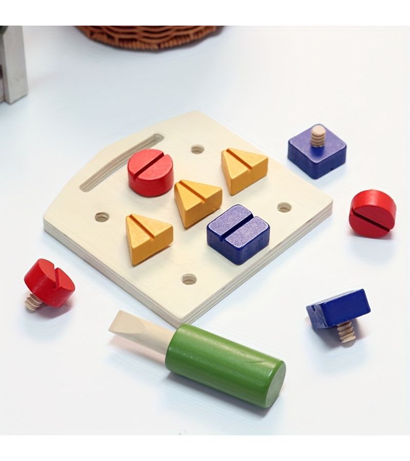 Jim Screwdriver Wooden Nut Combination Puzzle For Children Hands On Shape Matching Toy - Image 5