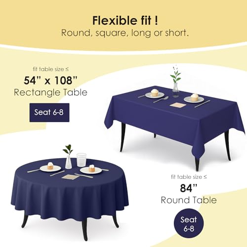 Craft And Party 12-Pack Navy Blue Plastic Tablecloths – 84 Inch Round Disposable Table Covers, Heavy Duty & Waterproof for Parties, Events, Banquets, Navy Blue - Image 2