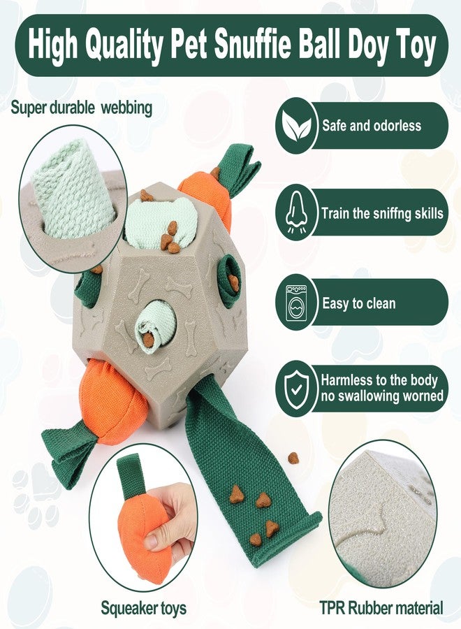 Dog Snuffle Ball - Upgrade Ball Interactive Puzzle Dog Toys, Foraging Truffle Pads Puppy Snack Dispenser Slow Feeder Suitable for Any Size Pet with Squeaky Carrot Toys (Apricot) - Image 4