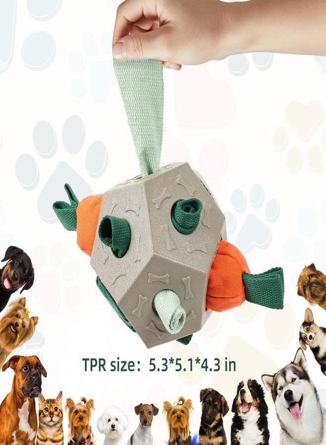 Dog Snuffle Ball - Upgrade Ball Interactive Puzzle Dog Toys, Foraging Truffle Pads Puppy Snack Dispenser Slow Feeder Suitable for Any Size Pet with Squeaky Carrot Toys (Apricot) - Image 3