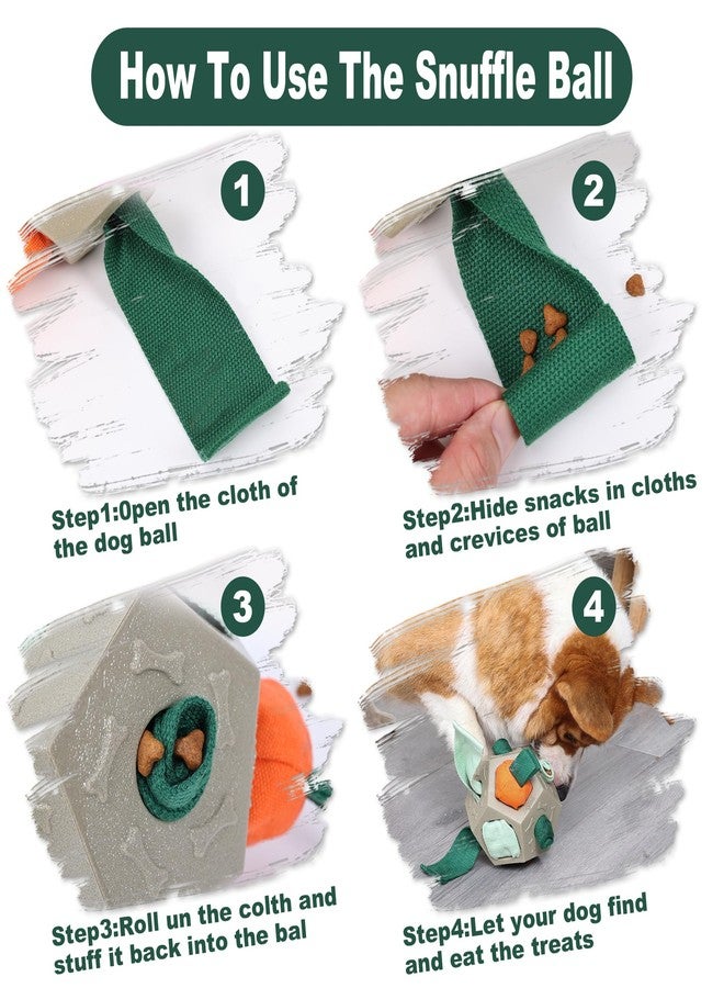 Dog Snuffle Ball - Upgrade Ball Interactive Puzzle Dog Toys, Foraging Truffle Pads Puppy Snack Dispenser Slow Feeder Suitable for Any Size Pet with Squeaky Carrot Toys (Apricot) - Image 5
