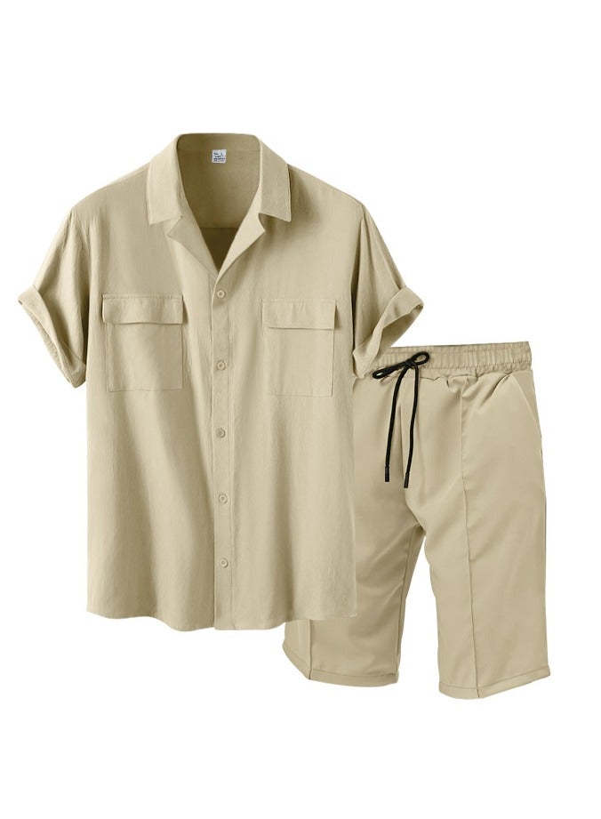 KUYING New Men's Plus Size Solid Color Set  - Image 1